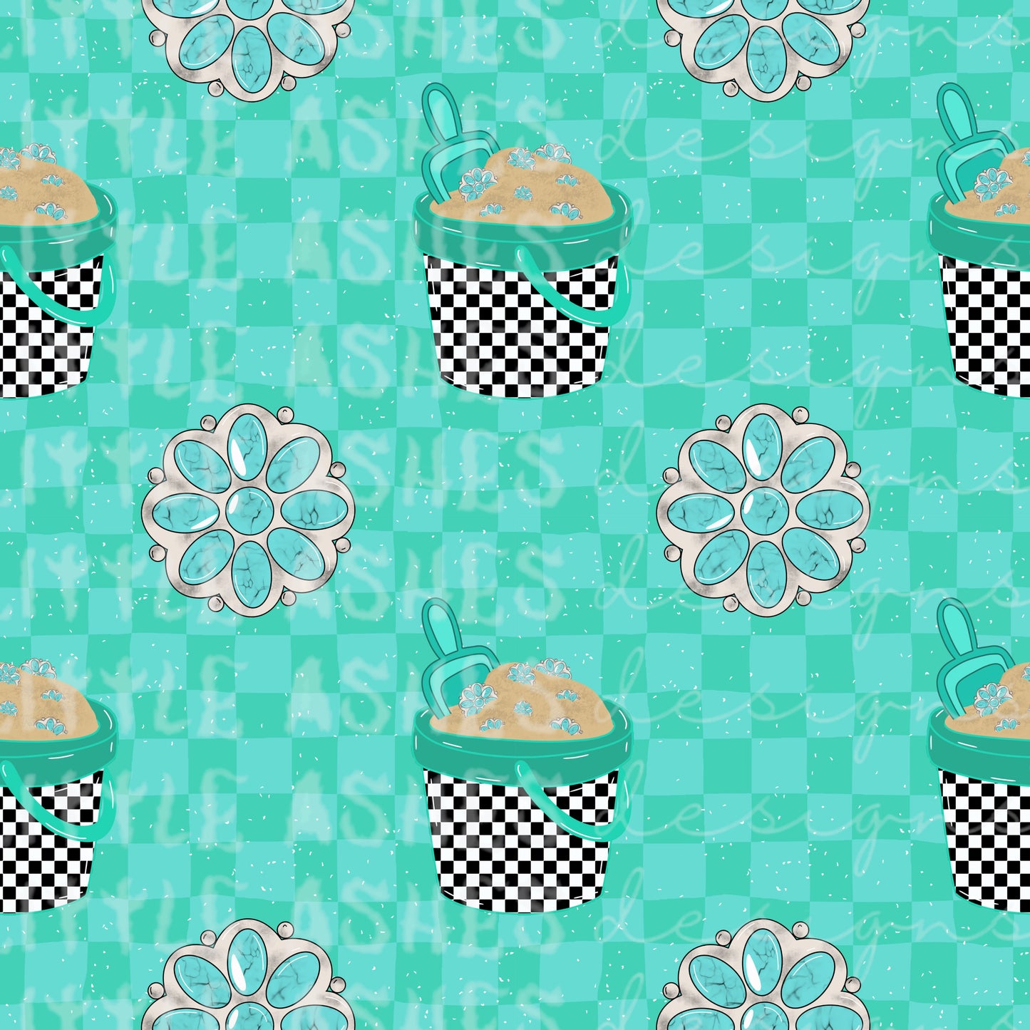 Checkered sand buckets