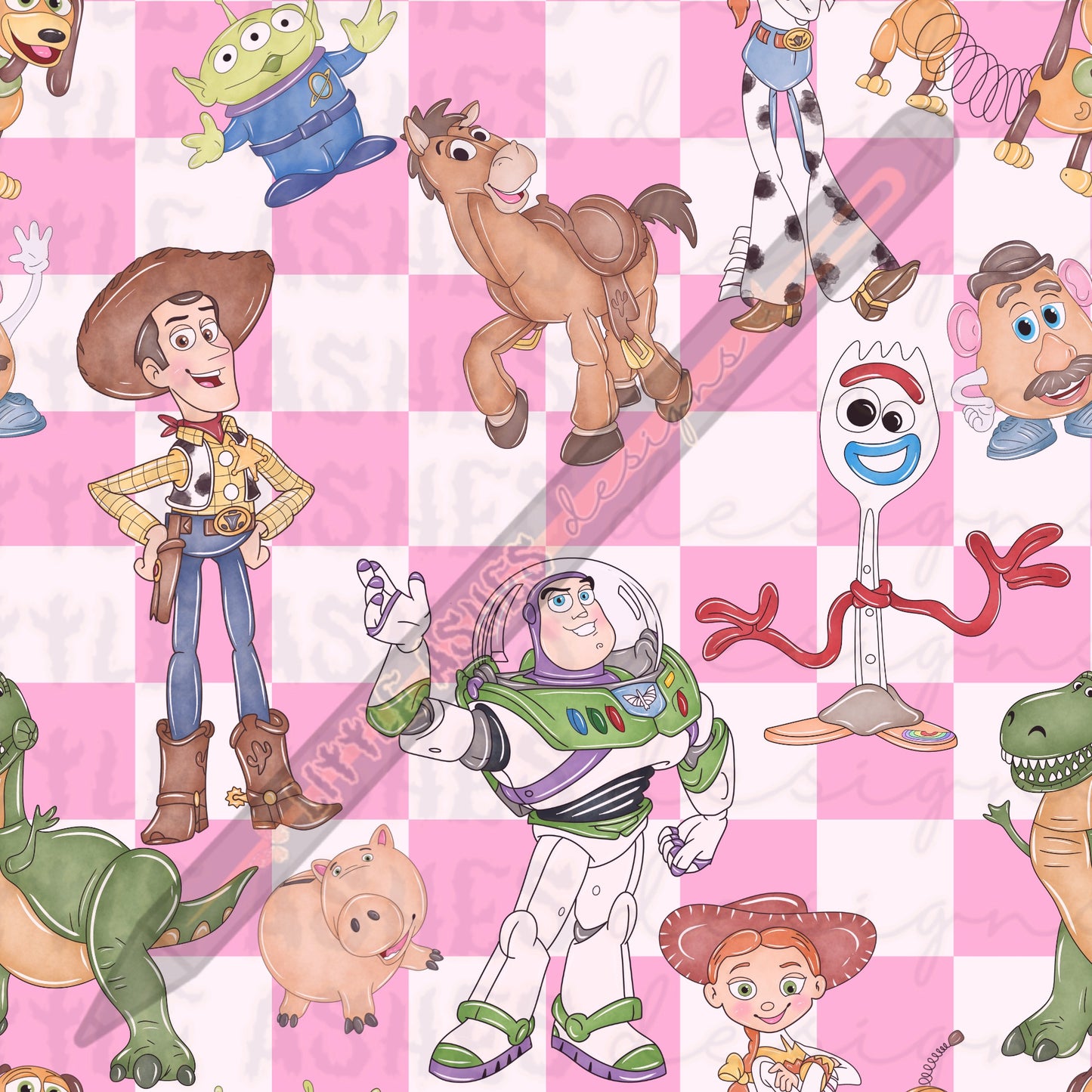 Pink checkered toys