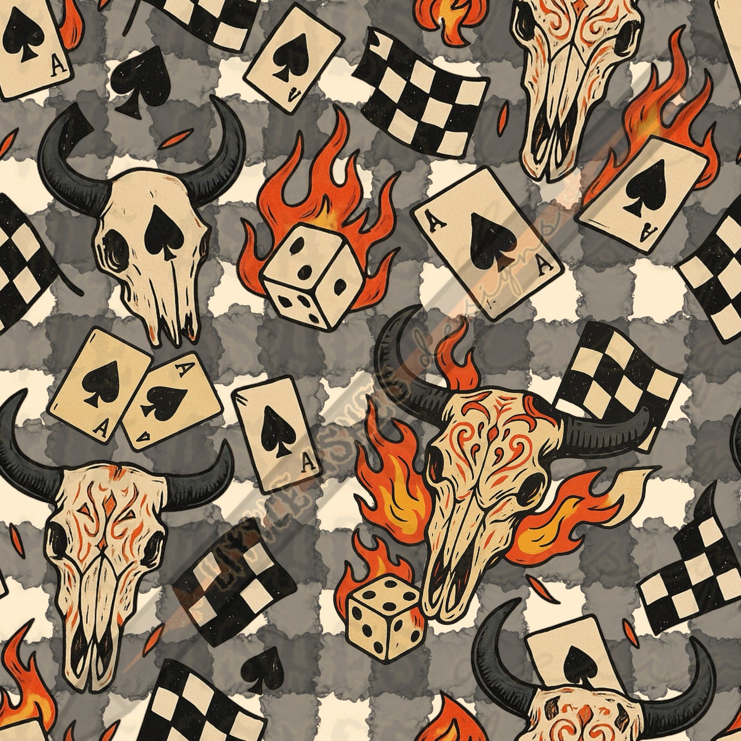 Western skull and plaid