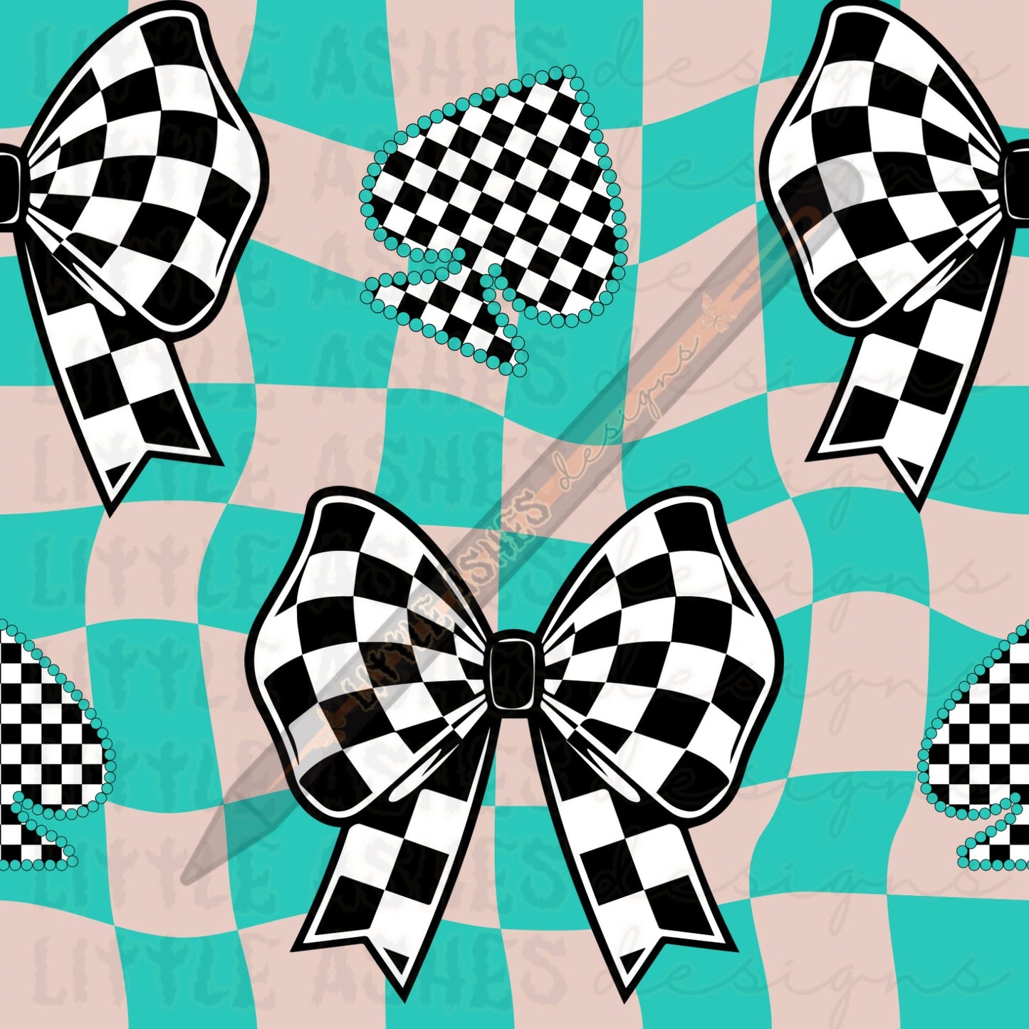 Turquoise checkered print