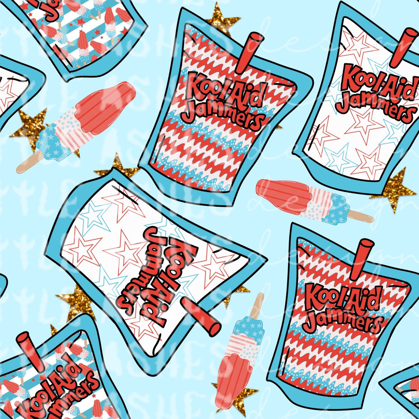 Gold stars, popsicle, and juice pouches