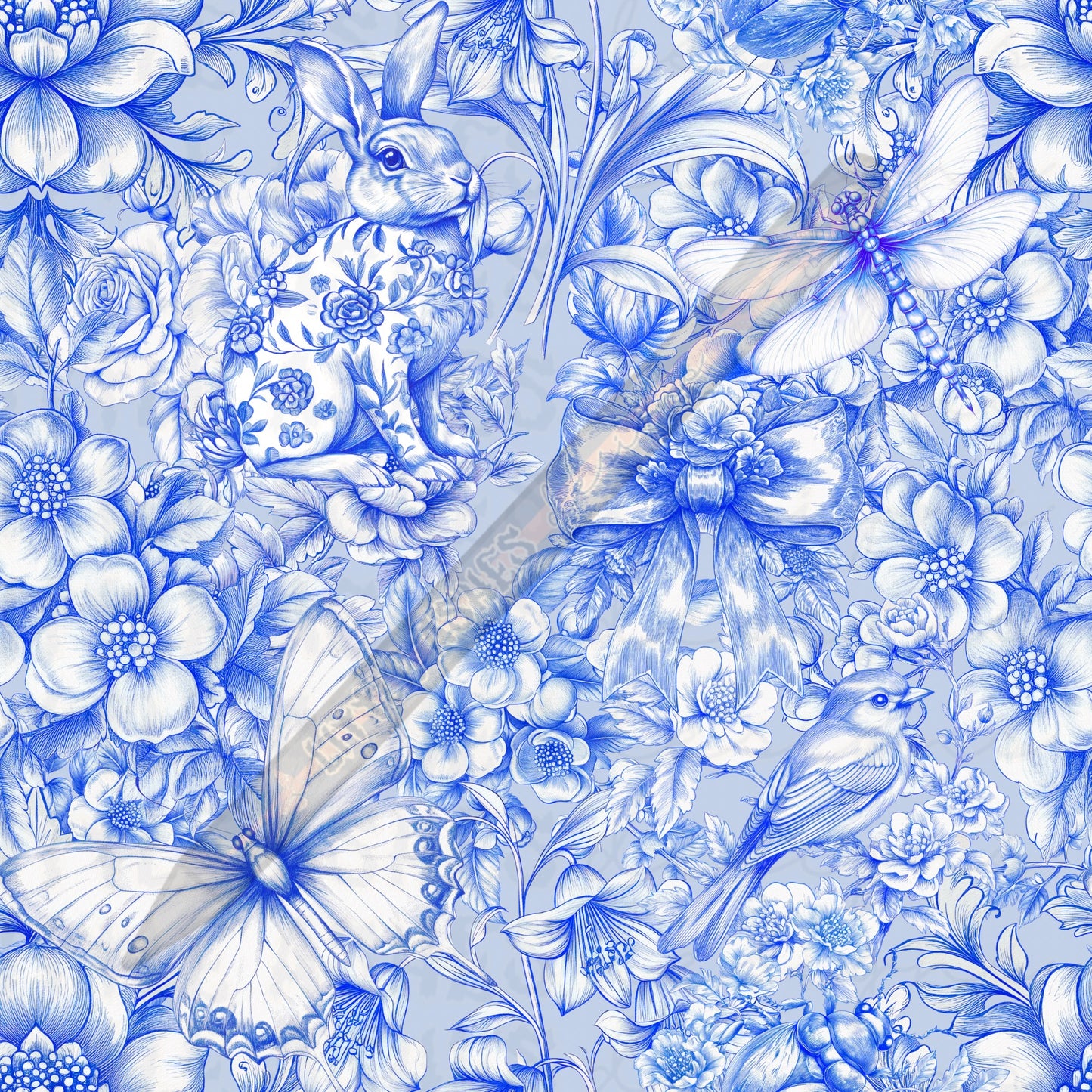 Blue chinoiserie floral