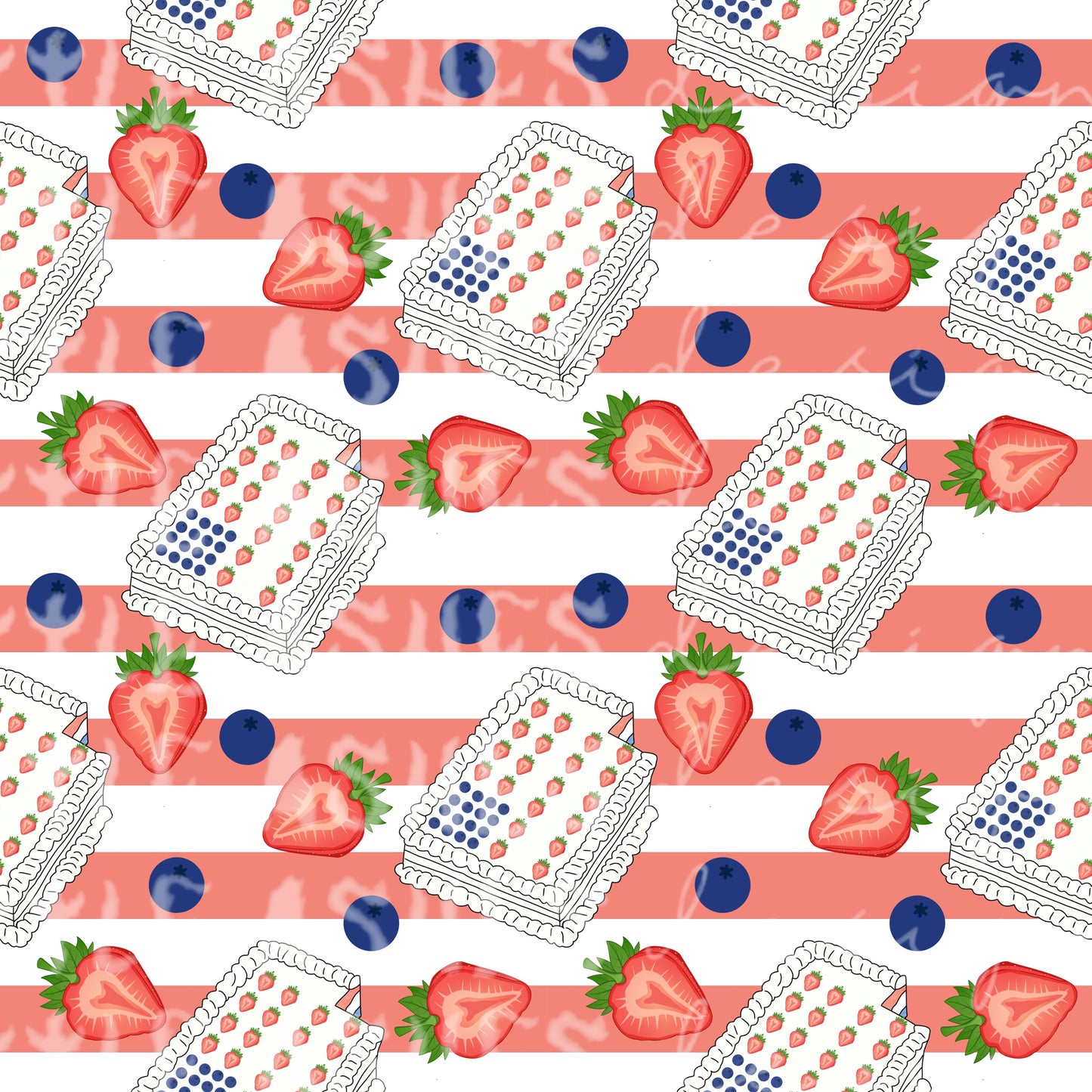 Red, white, and fruit cake