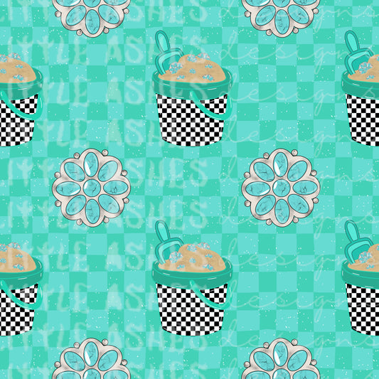 Checkered sand buckets