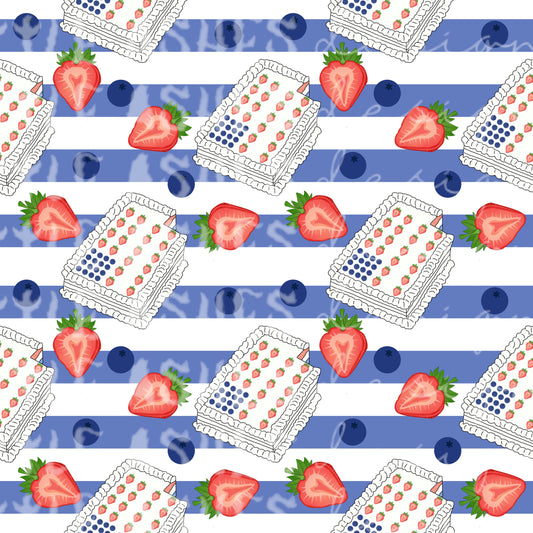 Blue stripes and fruit cake