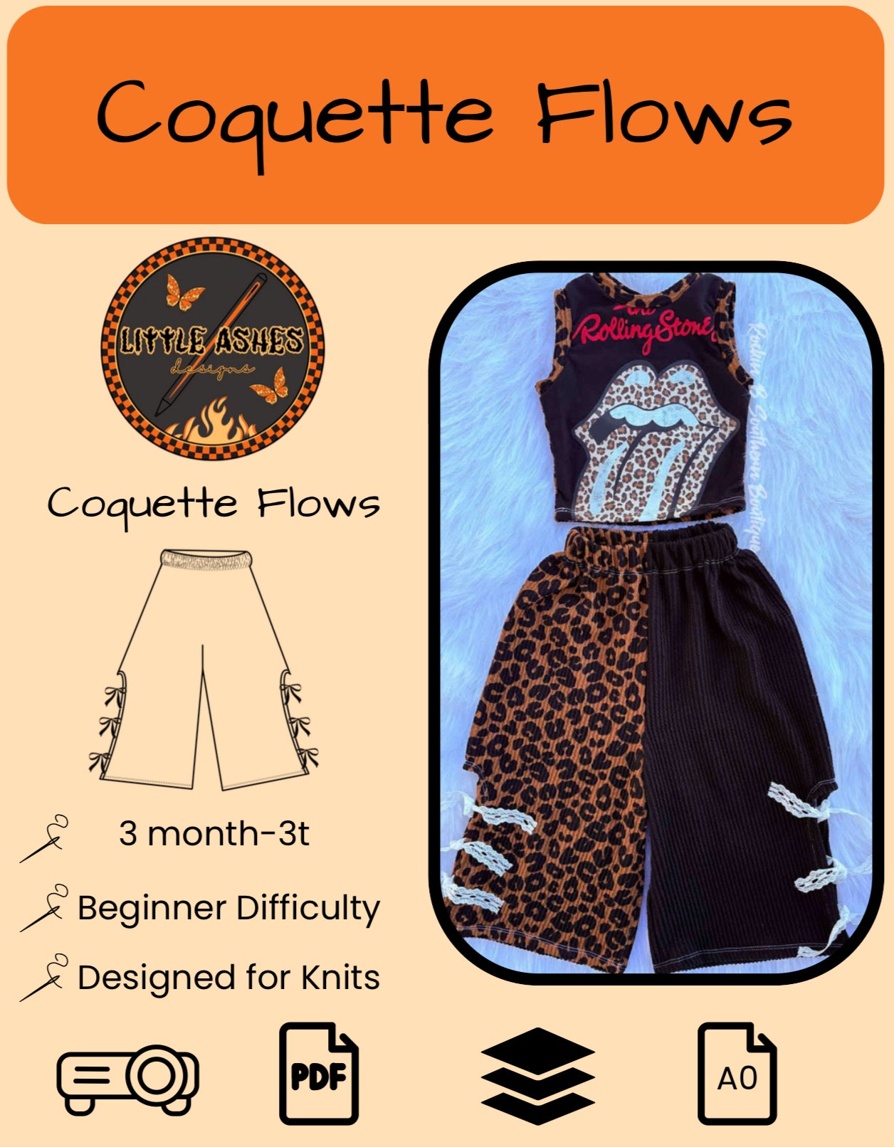 UPDATED SIZES Coquette flows sewing pattern 4y-10 added