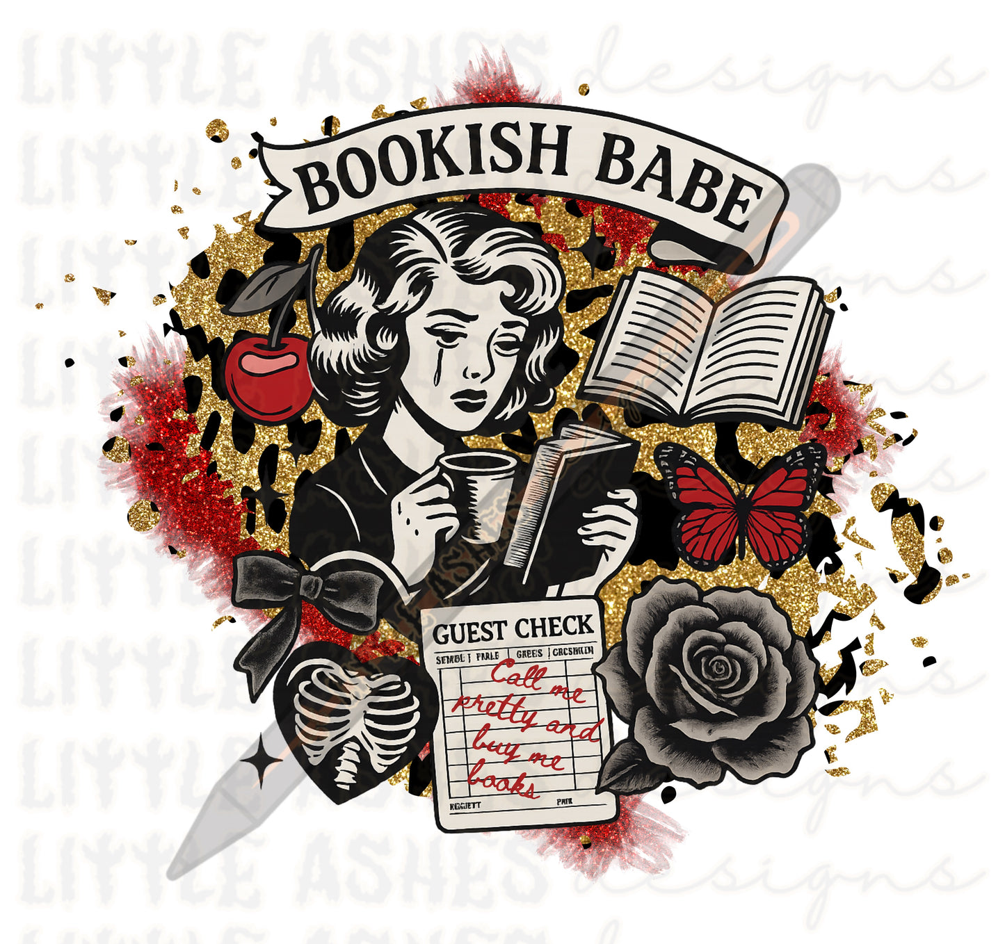 Bookish babe png and mockup