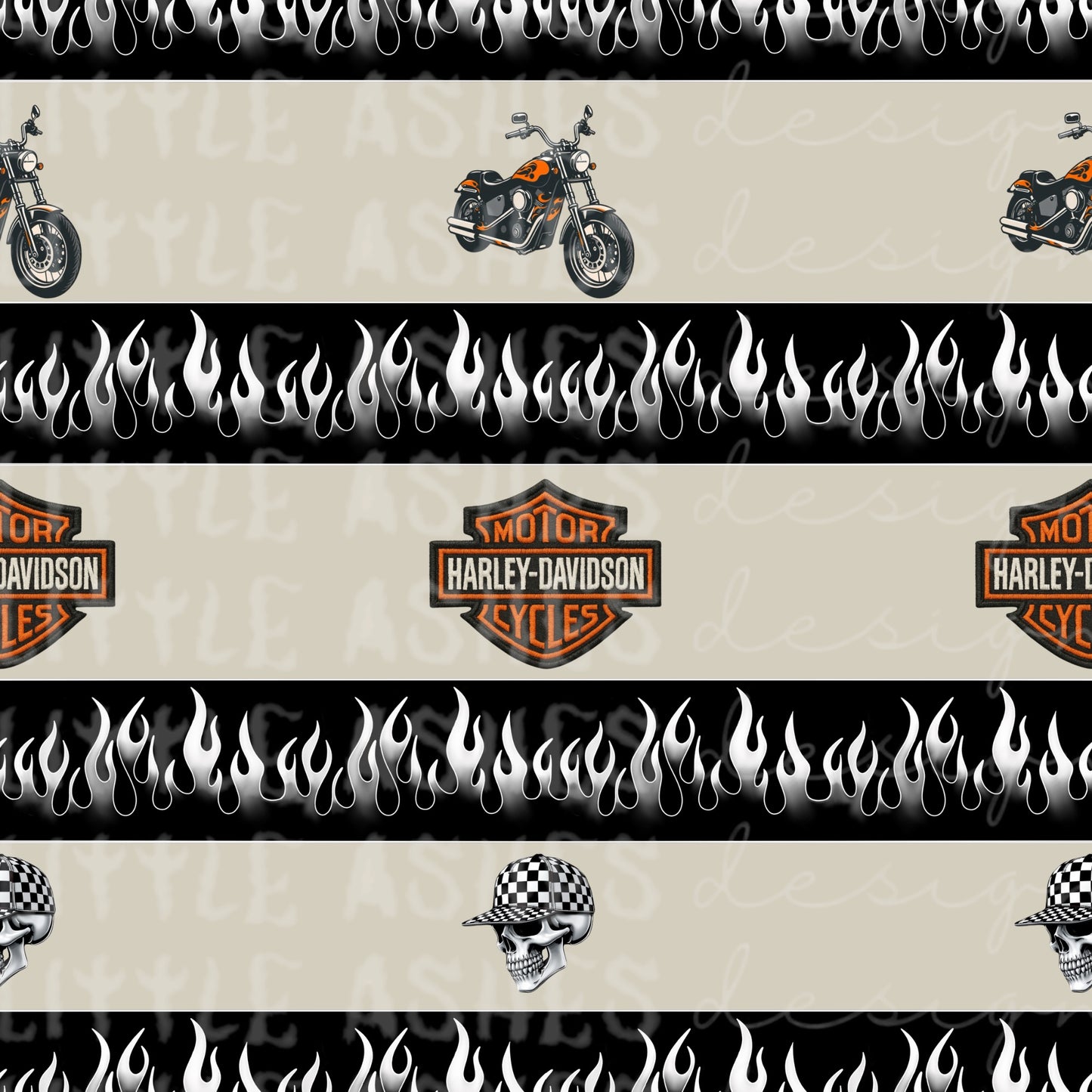 Tan flames and motorcycles