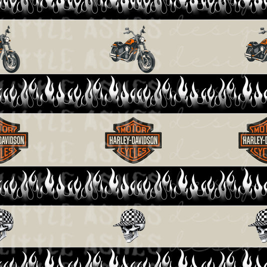 Tan flames and motorcycles