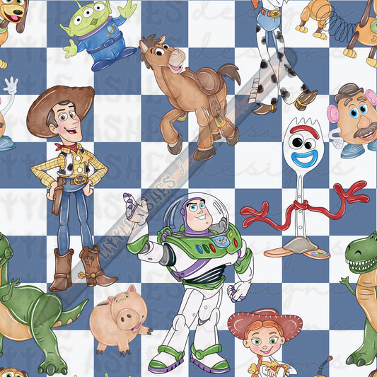 Blue checkered toys