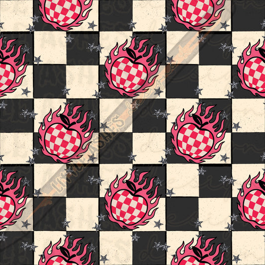 Pink flame apple and black checks
