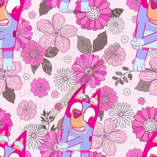 Floral blue dog
