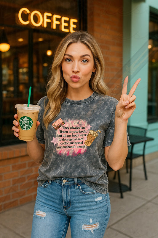 Iced coffee and hubbys money png & mockup