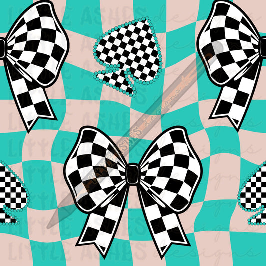 Turquoise checkered print
