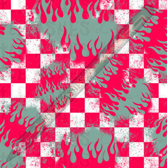 Hot pink flames and checks