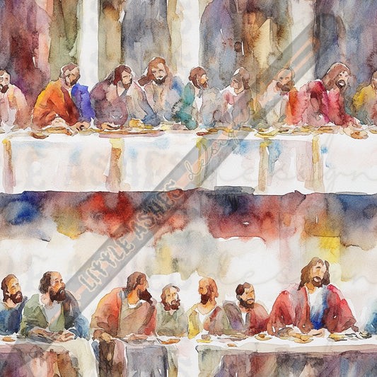 Last supper art watercolor