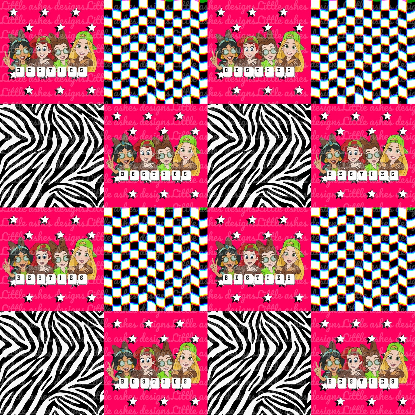 Pink Princess Retro Check Seamless
