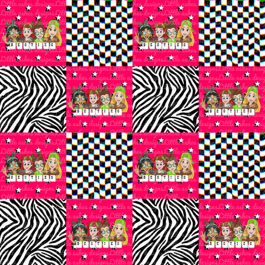 Pink Princess Retro Check Seamless