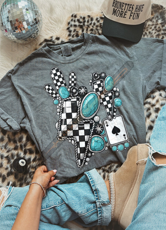 Checks and turquoise png